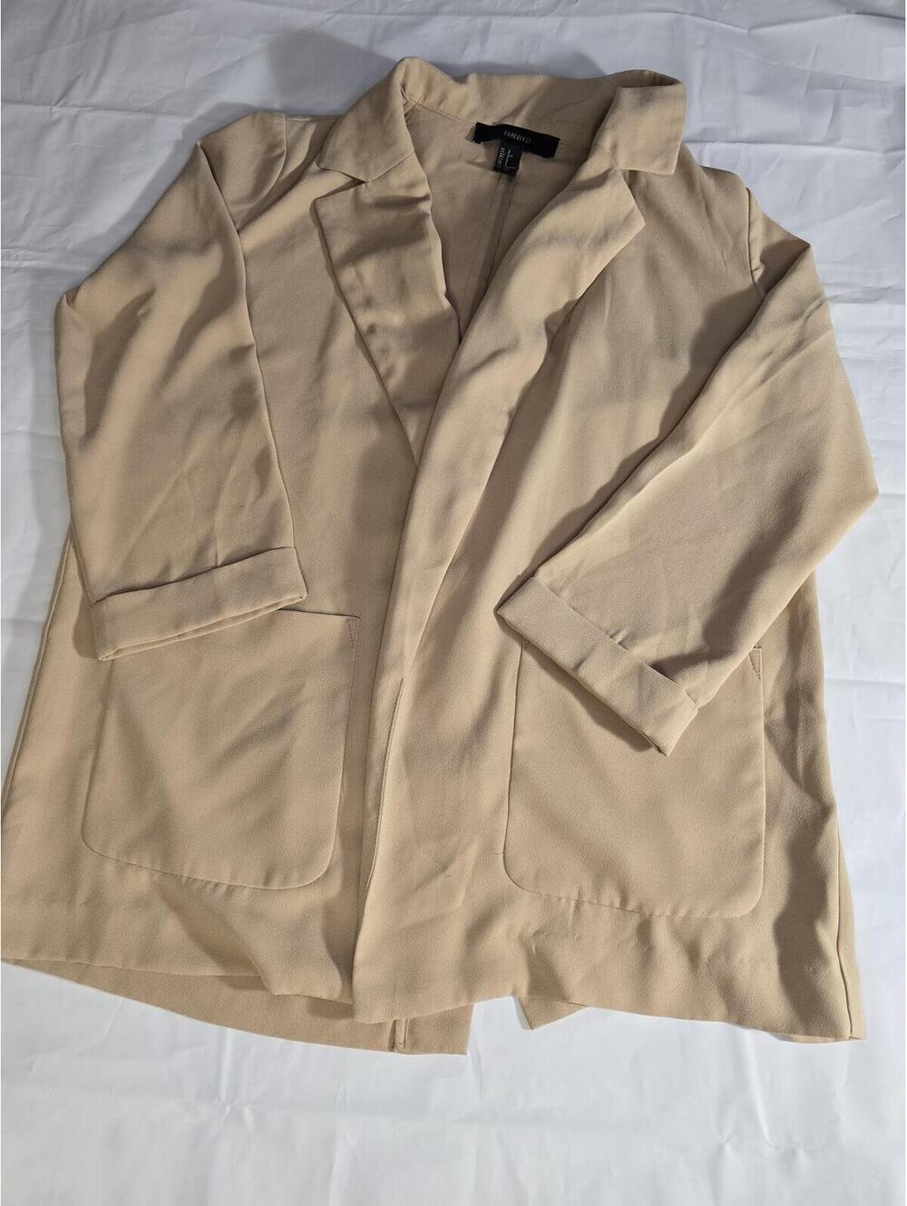 Forever 21 Beige 3/Sleeve,Open Front and pockets,chic Blazer Jacket size Small - Picture 16 of 16